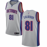 Men's Nike Detroit Pistons #81 Jose Calderon Swingman Silver NBA Jersey Statement Edition