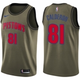 Men's Nike Detroit Pistons #81 Jose Calderon Swingman Green Salute to Service NBA Jersey