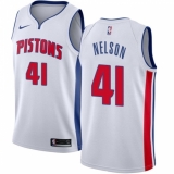 Men's Nike Detroit Pistons #41 Jameer Nelson Authentic White NBA Jersey - Association Edition