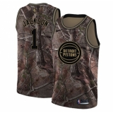 Men's Nike Detroit Pistons #1 Reggie Jackson Swingman Camo Realtree Collection NBA Jersey