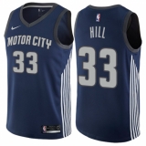 Men's Nike Detroit Pistons #33 Grant Hill Swingman Navy Blue NBA Jersey - City Edition