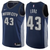 Men's Nike Detroit Pistons #43 Grant Long Authentic Navy Blue NBA Jersey - City Edition