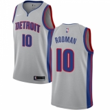Women's Nike Detroit Pistons #10 Dennis Rodman Swingman Silver NBA Jersey Statement Edition