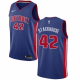 Men's Nike Detroit Pistons #42 Jerry Stackhouse Swingman Royal Blue Road NBA Jersey - Icon Edition