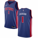 Men's Nike Detroit Pistons #1 Reggie Jackson Swingman Royal Blue Road NBA Jersey - Icon Edition