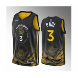 Men's Golden State Warriors #3 Chris Paul Black City Edition Stitched Basketball Jersey