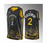 Men's Golden State Warriors #2 Brandin Podziemski Black 2023 Draft City Edition Swingman Stitched Basketball Jersey