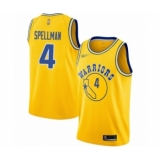 Men's Golden State Warriors #4 Omari Spellman Authentic Gold Hardwood Classics Basketball Jersey