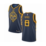 Men's Golden State Warriors #8 Alec Burks Authentic Navy Blue Basketball Jersey - City Edition