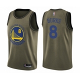 Youth Golden State Warriors #8 Alec Burks Swingman Green Salute to Service Basketball Jersey