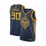 Youth Golden State Warriors #30 Stephen Curry Swingman Navy Blue Basketball 2019 Basketball Finals Bound Jersey - City Edition