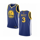 Youth Golden State Warriors #3 David West Swingman Royal Blue 2019 Basketball Finals Bound Basketball Jersey - Icon Edition
