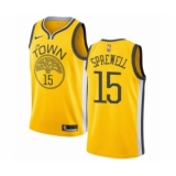 Men's Nike Golden State Warriors #15 Latrell Sprewell Yellow Swingman Jersey - Earned Edition
