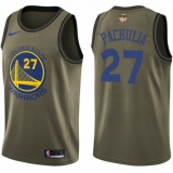 Men's Nike Golden State Warriors #27 Zaza Pachulia Swingman Green Salute to Service 2018 NBA Finals Bound NBA Jersey