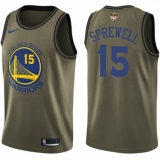 Men's Nike Golden State Warriors #15 Latrell Sprewell Swingman Green Salute to Service 2018 NBA Finals Bound NBA Jersey