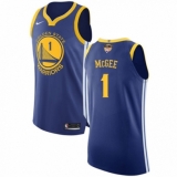 Men's Nike Golden State Warriors #1 JaVale McGee Authentic Royal Blue Road 2018 NBA Finals Bound NBA Jersey - Icon Edition