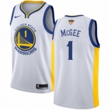 Men's Nike Golden State Warriors #1 JaVale McGee Authentic White Home 2018 NBA Finals Bound NBA Jersey - Association Edition