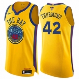 Women's Nike Golden State Warriors #42 Nate Thurmond Swingman Gold 2018 NBA Finals Bound NBA Jersey - City Edition