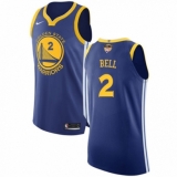 Youth Nike Golden State Warriors #2 Jordan Bell Authentic Royal Blue Road 2018 NBA Finals Bound NBA Jersey - Icon Edition