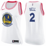 Women's Nike Golden State Warriors #2 Jordan Bell Swingman White/Pink Fashion NBA Jersey