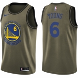 Youth Nike Golden State Warriors #6 Nick Young Swingman Green Salute to Service NBA Jersey