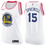 Women's Nike Golden State Warriors #15 Latrell Sprewell Swingman White/Pink Fashion NBA Jersey