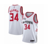 Women's Houston Rockets #34 Hakeem Olajuwon Swingman White Basketball Jersey - 2019 20 City Edition