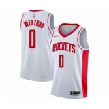 Men's Houston Rockets #0 Russell Westbrook Authentic White Finished Basketball Jersey - Association Edition
