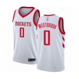 Men's Houston Rockets #0 Russell Westbrook Authentic White Basketball Jersey - Association Edition