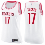 Women's Nike Houston Rockets #17 PJ Tucker Swingman White Pink Fashion NBA Jersey