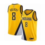 Men's Indiana Pacers #8 Justin Holiday Authentic Gold Finished Basketball Jersey - Statement Edition