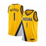 Men's Indiana Pacers #1 T.J. Warren Authentic Gold Finished Basketball Jersey - Statement Edition
