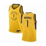 Men's Indiana Pacers #1 T.J. Warren Authentic Gold Basketball Jersey Statement Edition