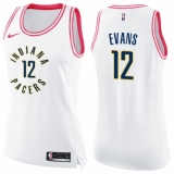 Women's Nike Indiana Pacers #12 Tyreke Evans Swingman White Pink Fashion NBA Jersey