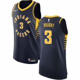 Men's Nike Indiana Pacers #3 Aaron Holiday Authentic Navy Blue NBA Jersey - Icon Edition