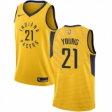 Women's Nike Indiana Pacers #21 Thaddeus Young Authentic Gold NBA Jersey Statement Edition