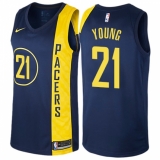 Men's Nike Indiana Pacers #21 Thaddeus Young Swingman Navy Blue NBA Jersey - City Edition
