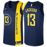 Men's Nike Indiana Pacers #13 Mark Jackson Authentic Navy Blue NBA Jersey - City Edition