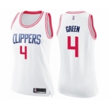 Women's Los Angeles Clippers #4 JaMychal Green Swingman White Pink Fashion Basketball Jersey