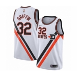 Men's Los Angeles Clippers #32 Blake Griffin Authentic White Hardwood Classics Finished Basketball Jersey
