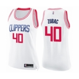 Women's Los Angeles Clippers #40 Ivica Zubac Swingman White Pink Fashion Basketball Jersey
