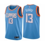 Men's Los Angeles Clippers #13 Paul George Authentic Blue Basketball Jersey - City Edition