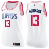 Women's Nike Los Angeles Clippers #13 Jerome Robinson Swingman White Pink Fashion NBA Jersey