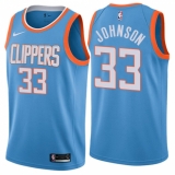 Men's Nike Los Angeles Clippers #33 Wesley Johnson Swingman Blue NBA Jersey - City Edition