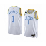 Men's Los Angeles Lakers #1 D’Angelo Russell 2022-23 White Classic Edition With No.6 Stitched Basketball Jersey