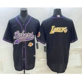 Men's Los Angeles Lakers Black Big Logo With Cool Base Stitched Baseball Jerseys