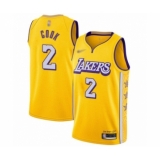 Men's Los Angeles Lakers #2 Quinn Cook Swingman Gold 2019-20 City Edition Basketball Jersey
