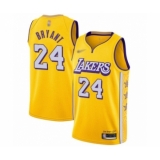 Youth Los Angeles Lakers #24 Kobe Bryant Swingman Gold Basketball Jersey - 2019 20 City Edition