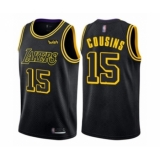Men's Los Angeles Lakers #15 DeMarcus Cousins Swingman Black City Edition Basketball Jersey