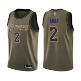 Men's Los Angeles Lakers #2 Quinn Cook Swingman Green Salute to Service Basketball Jersey